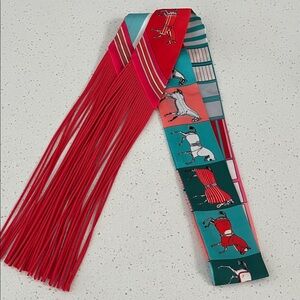 Red and Teal Patterned Women's twilly